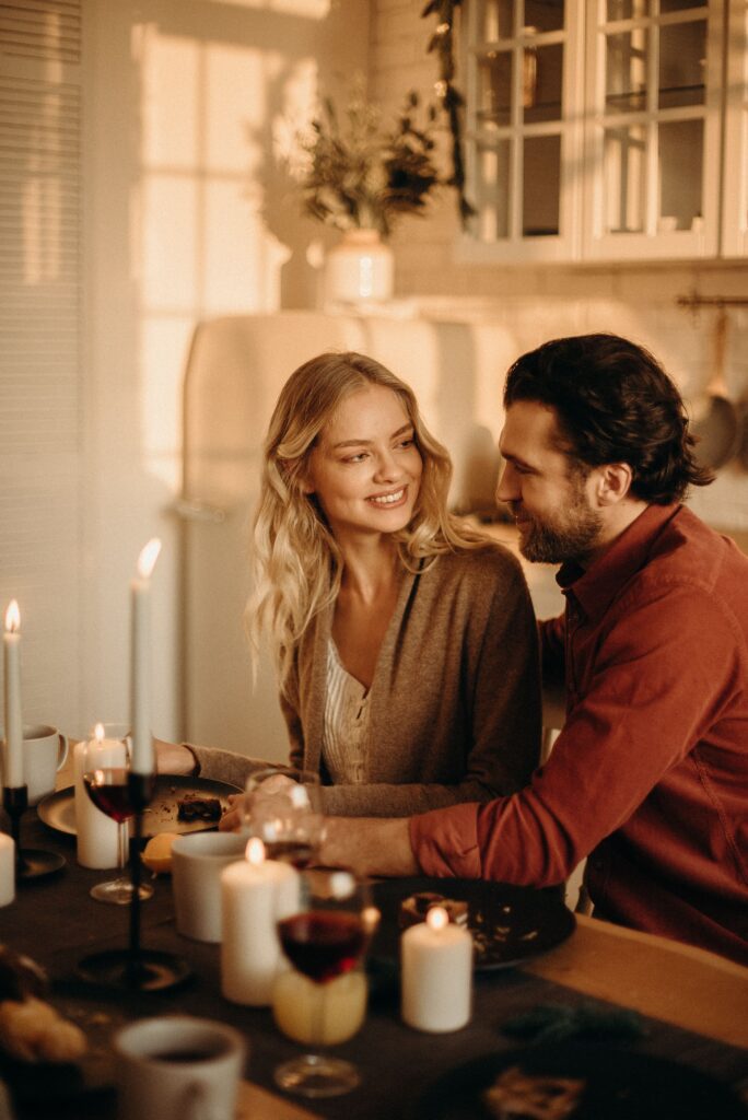 Exclusive dating meaning couple smiling at each other

