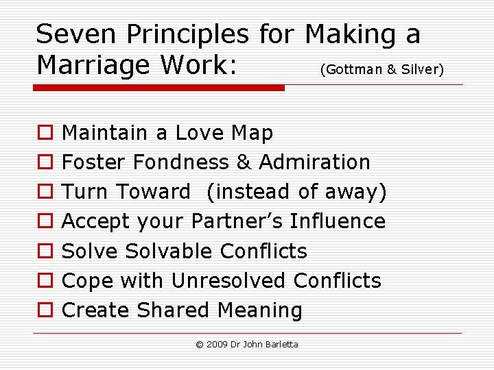 Gottman Treatment Plan Example