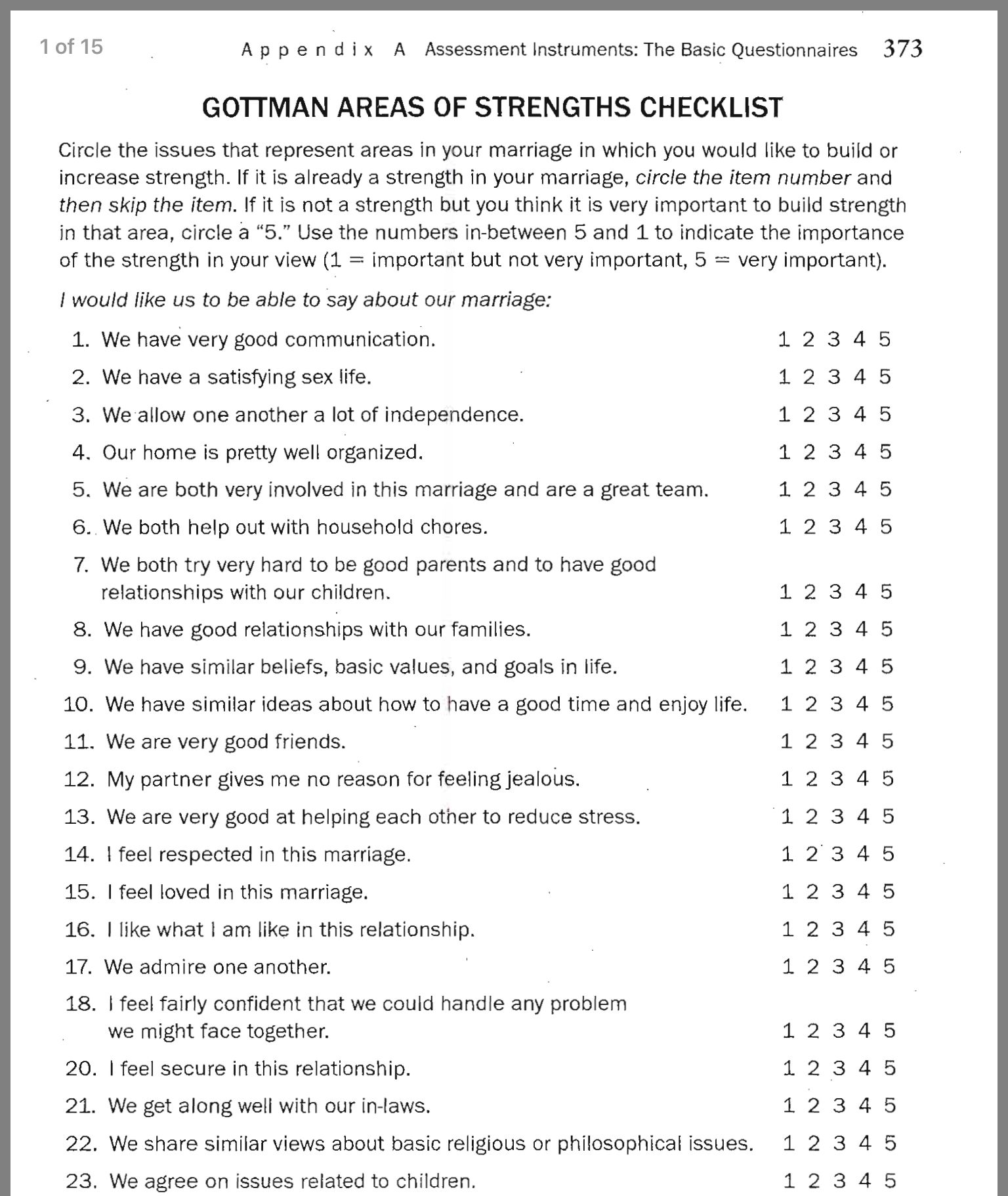 Gottman method worksheets