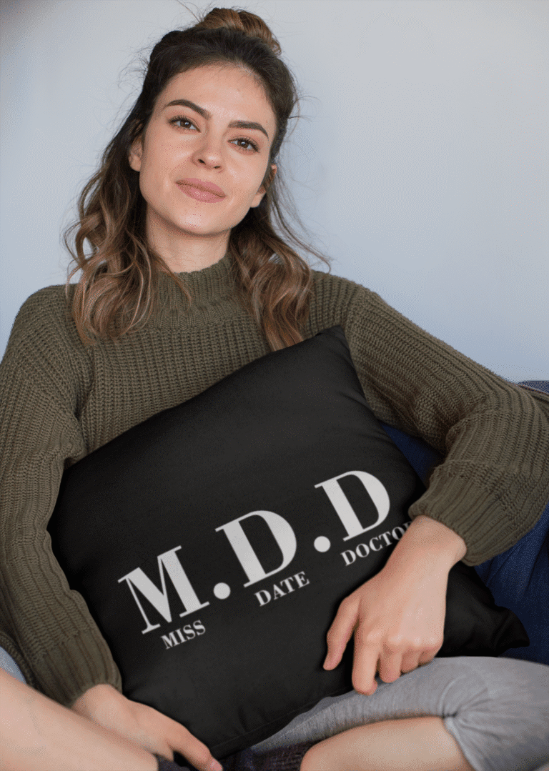 Miss Date Doctor Depression Counselling Client holding pillow
